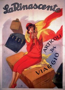 Marcello Dudovich, “La Rinascente, articoli da viaggio”, litografia a colori, 1925. - Archivio BPP