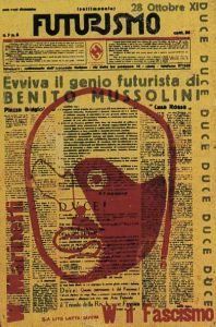 Futurismo del 1932 con in copertina il ritratto prampoliniano di Marinetti. - Archivio BPP