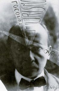 Photocollage di
Marinetti ritratto da F.C. Coletti, s.d. - Archivio BPP
