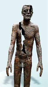 Praga, due statue nel Memoriale delle Vittime del Comunismo, dedicato a Jan Palach, e realizzato dallo scultore cčco Olbram Zoubek.