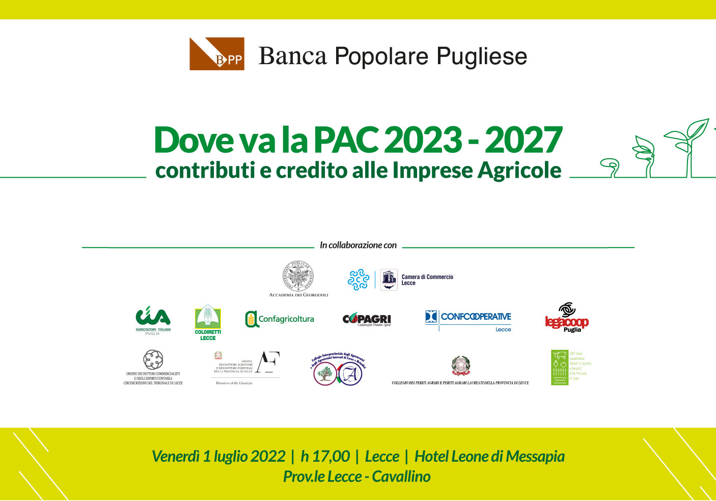 Convegno "Dove va la PAC 2023-2027 contributi e credito alle Imprese Agricole"